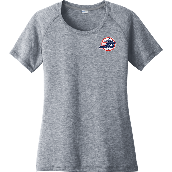 Metro Jets Ladies PosiCharge Tri-Blend Wicking Scoop Neck Raglan Tee