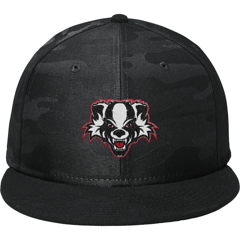 Scary Badgers New Era Camo Flat Bill Snapback Cap