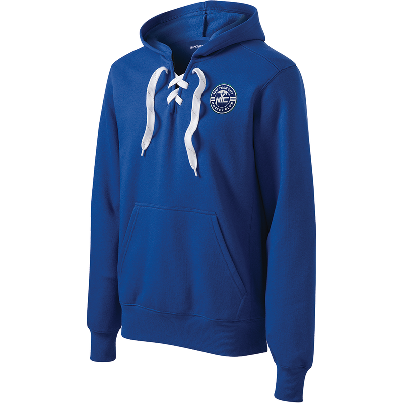 NYC Hockey Club Lace Up Pullover Hooded Sweatshirt